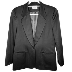 Vintage 1980s Pendleton 100% Virgin Wool Black Blazer Jacket 6 Petite
